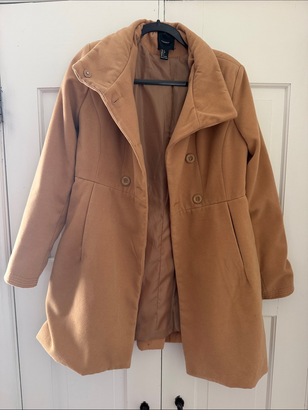 Forever 21 Women's Camel Pea Coat